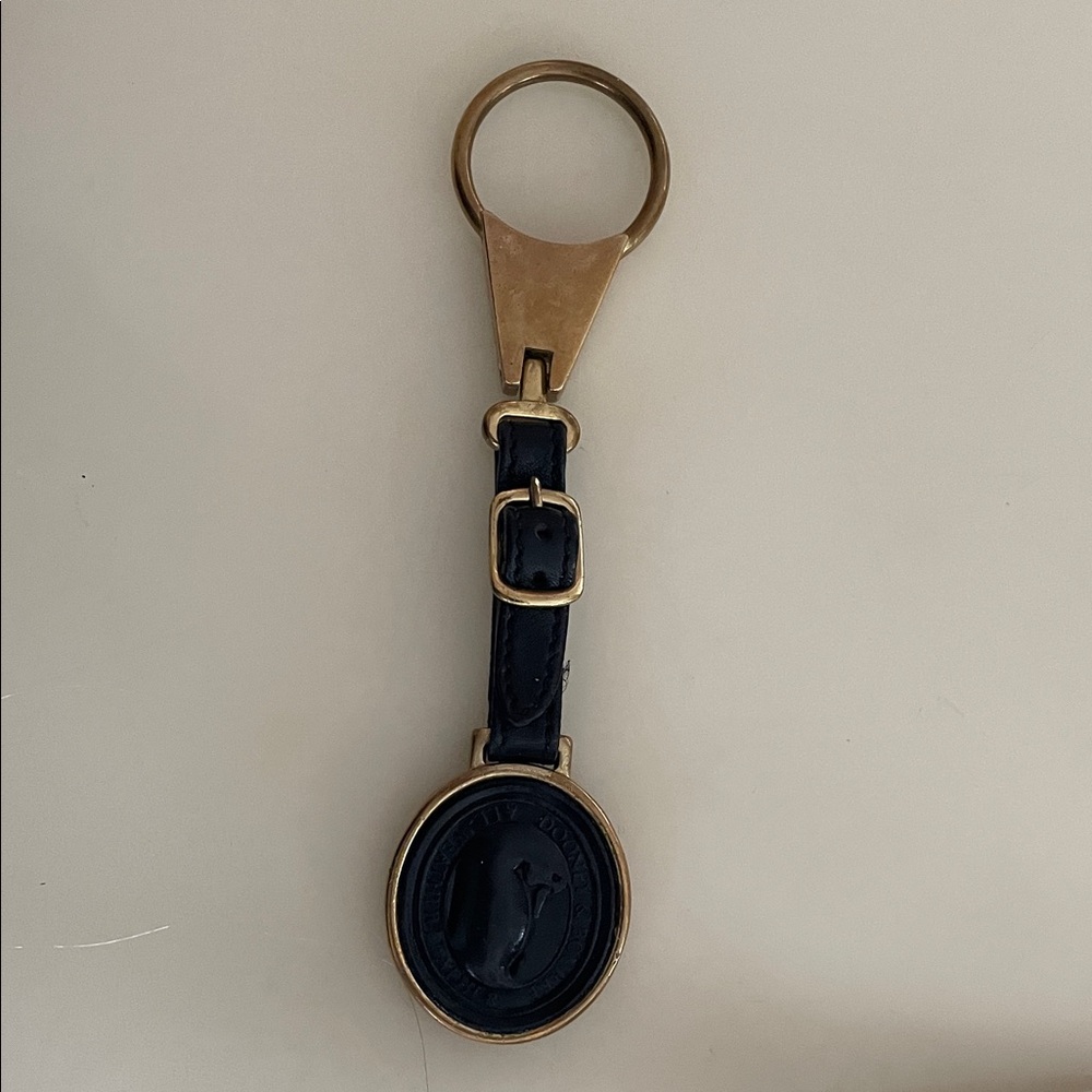 Vintage Dooney & Bourke Leather Strap Keychain with Gold-Tone Hardware